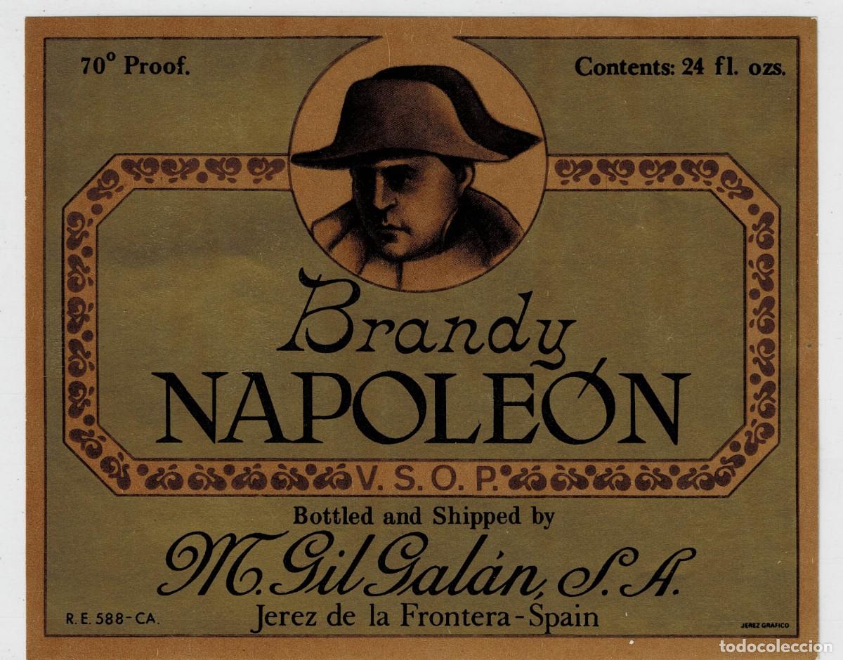 Etiquetas antiguas: ETIQUETA BRANDY NAPOLEON. M. GIL GALAN S.A. JEREZ. ET-151 ,9
