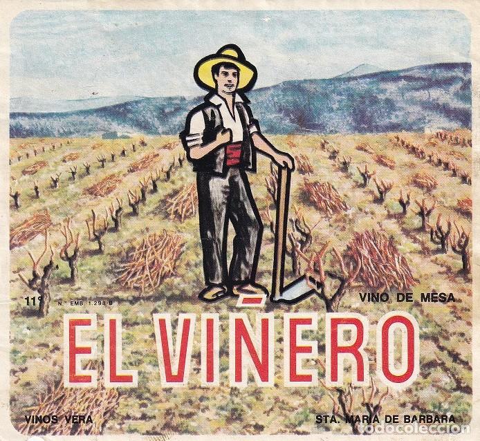 Etiquetas antiguas: El vi&ntilde;ero - Vino de mesa / Vinos Vera - Santa Mar&iacute;a de B&aacute;rbara