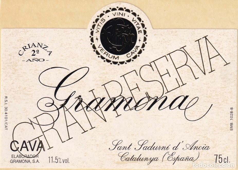 Etiquetas antiguas: Gramona - Gran Reserva Crianza 2&ordm; a&ntilde;o Cava / Sant Sadurn&iacute; d' Anoia