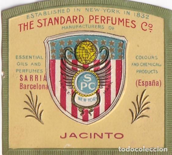 Etiquetas antiguas: The Standard Perfumes Co. Jacinto / Essential oils and perfumes Colours and Chemical Prod.. - Sarri&aacute;