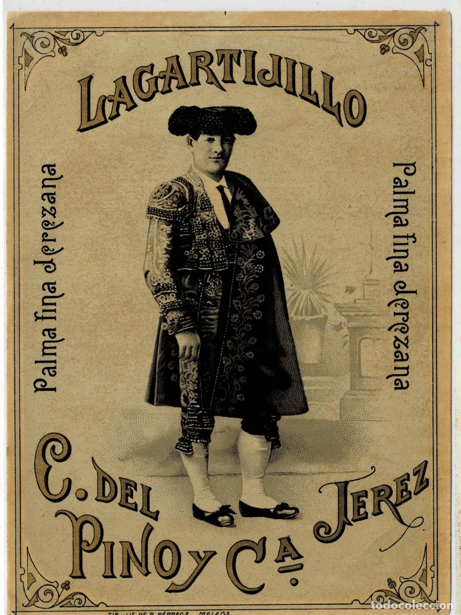 Etiquetas antiguas: ETIQUETA VINO LAGARTIJILLO PALMA FINA JEREZANA. C. DEL PINO Y C&ordf;. JEREZ. ET-0158 ,4