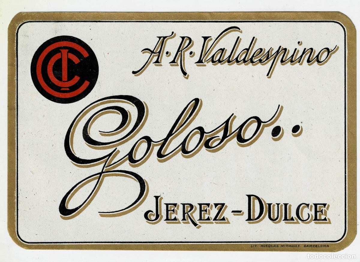 Etiquetas antiguas: ETIQUETA DE VINO D.R. VALDESPINO GOLOSO JEREZ. ET-171