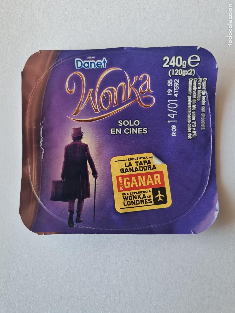 Etiquetas antiguas: WONKA - TAPA DANET/DANONE SABOR CHOCOLATE 2023