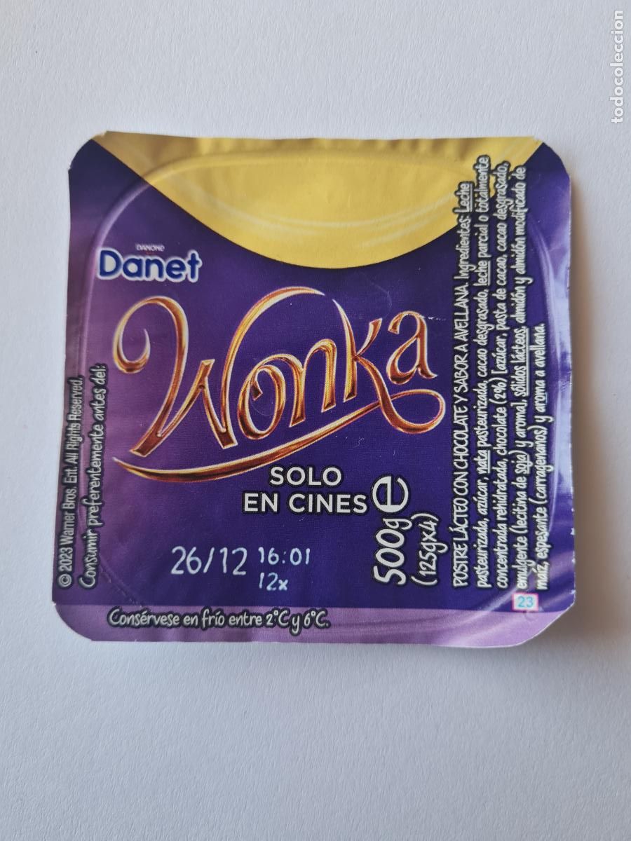 Etiquetas antiguas: WONKA - TAPA DANET/DANONE SABOR VAINILLA 2023