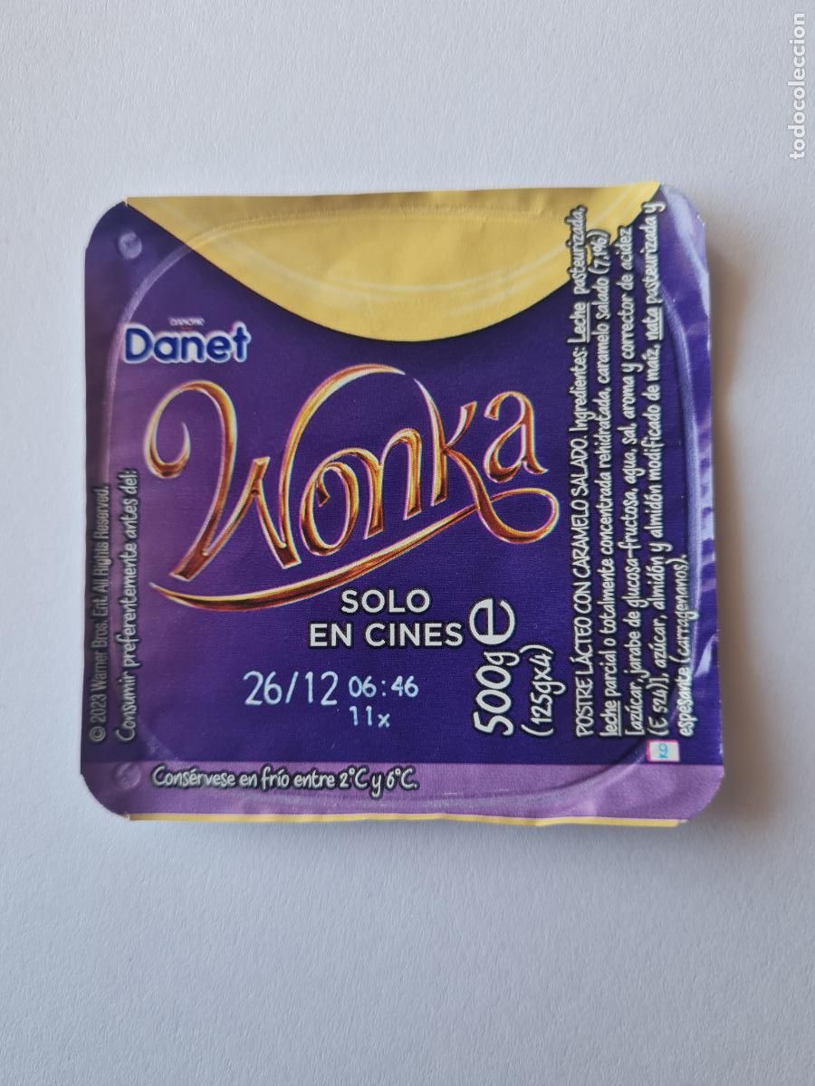Etiquetas antiguas: WONKA - TAPA DANET/DANONE SABOR VAINILLA 2023