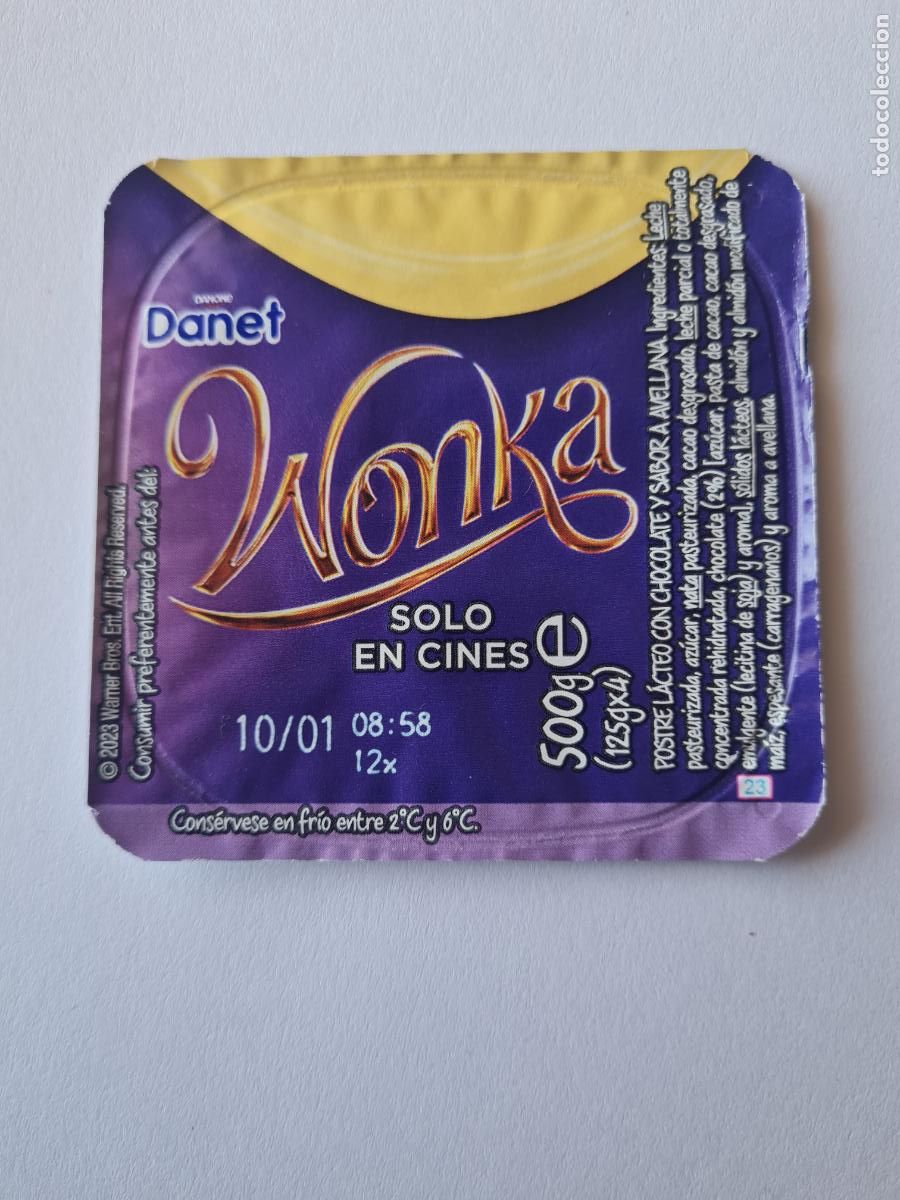 Etiquetas antiguas: WONKA - TAPA DANET/DANONE SABOR VAINILLA 2023