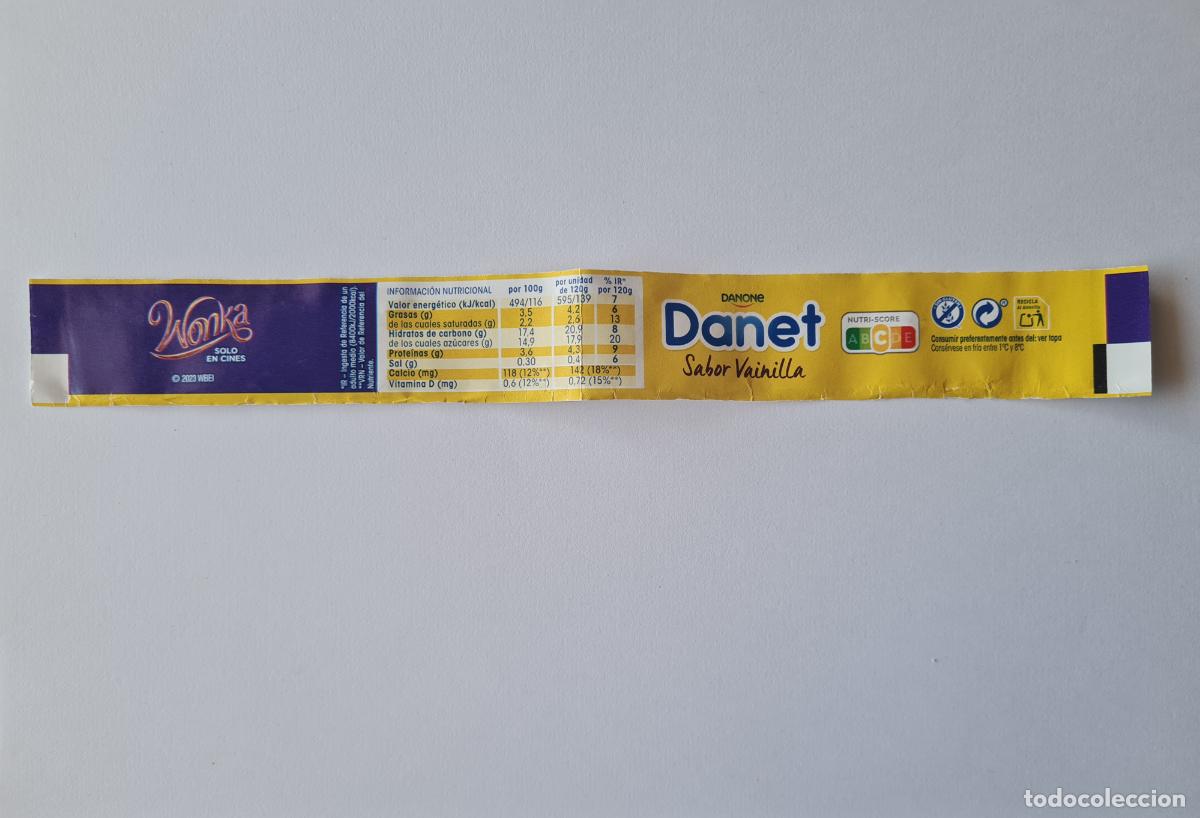 Etiquetas antiguas: WONKA - ETIQUETALATERAL DANET/DANONE SABOR VAINILLA 2023