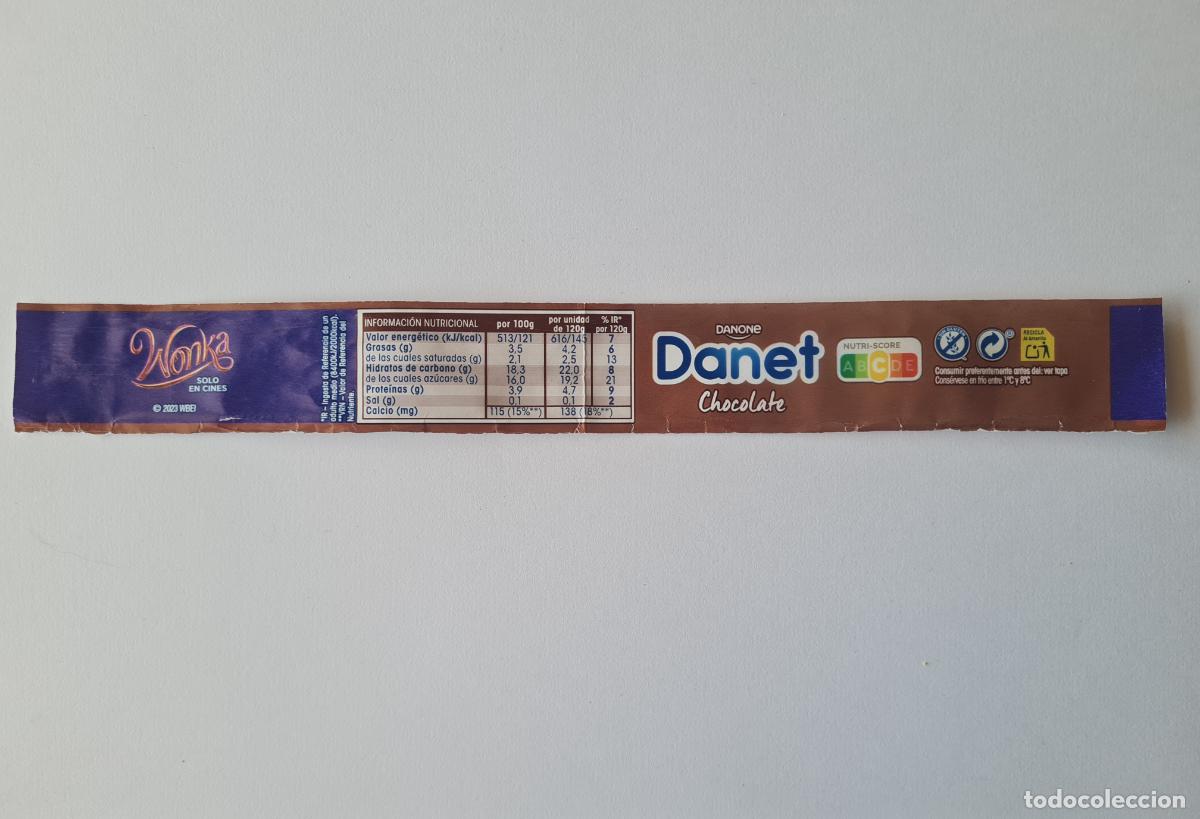 Etiquetas antiguas: WONKA - ETIQUETALATERAL DANET/DANONE SABOR CHOCOLATE 2023