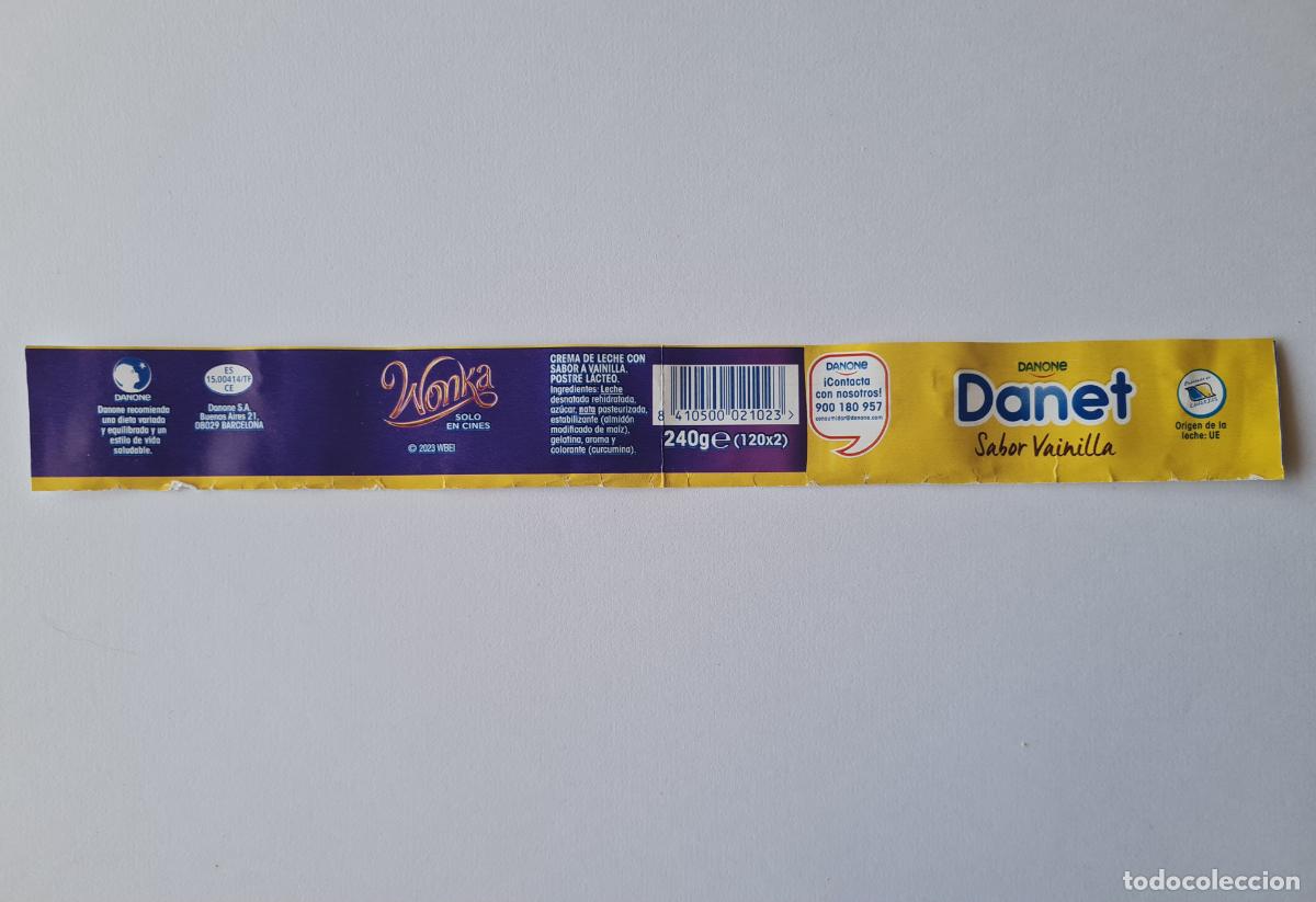 Etiquetas antiguas: WONKA - ETIQUETALATERAL DANET/DANONE SABOR VAINILLA 2023