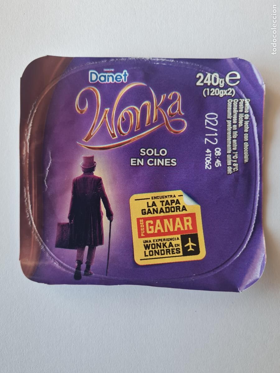Etiquetas antiguas: WONKA - TAPA DANET/DANONE SABOR CHOCOLATE 2023
