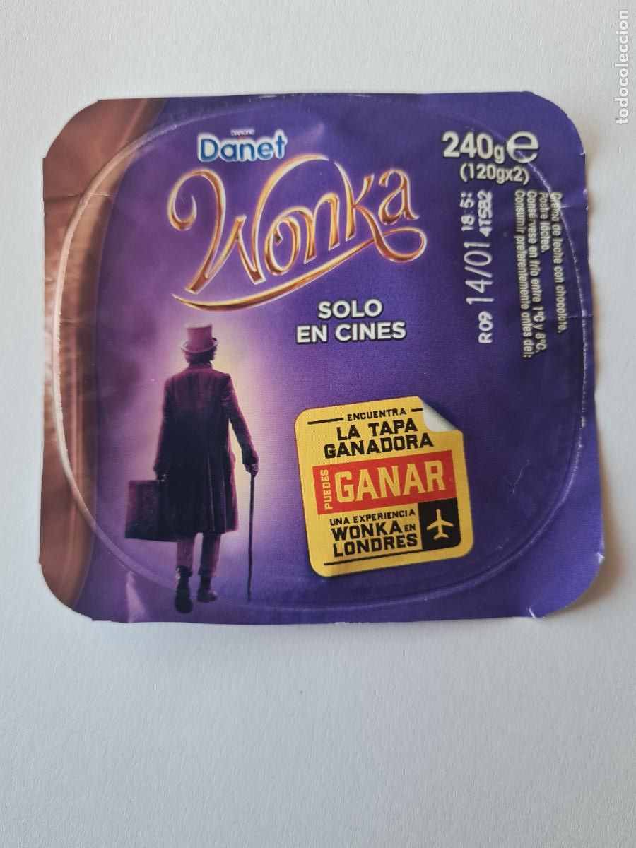 Etiquetas antiguas: WONKA - TAPA DANET/DANONE SABOR CHOCOLATE 2023