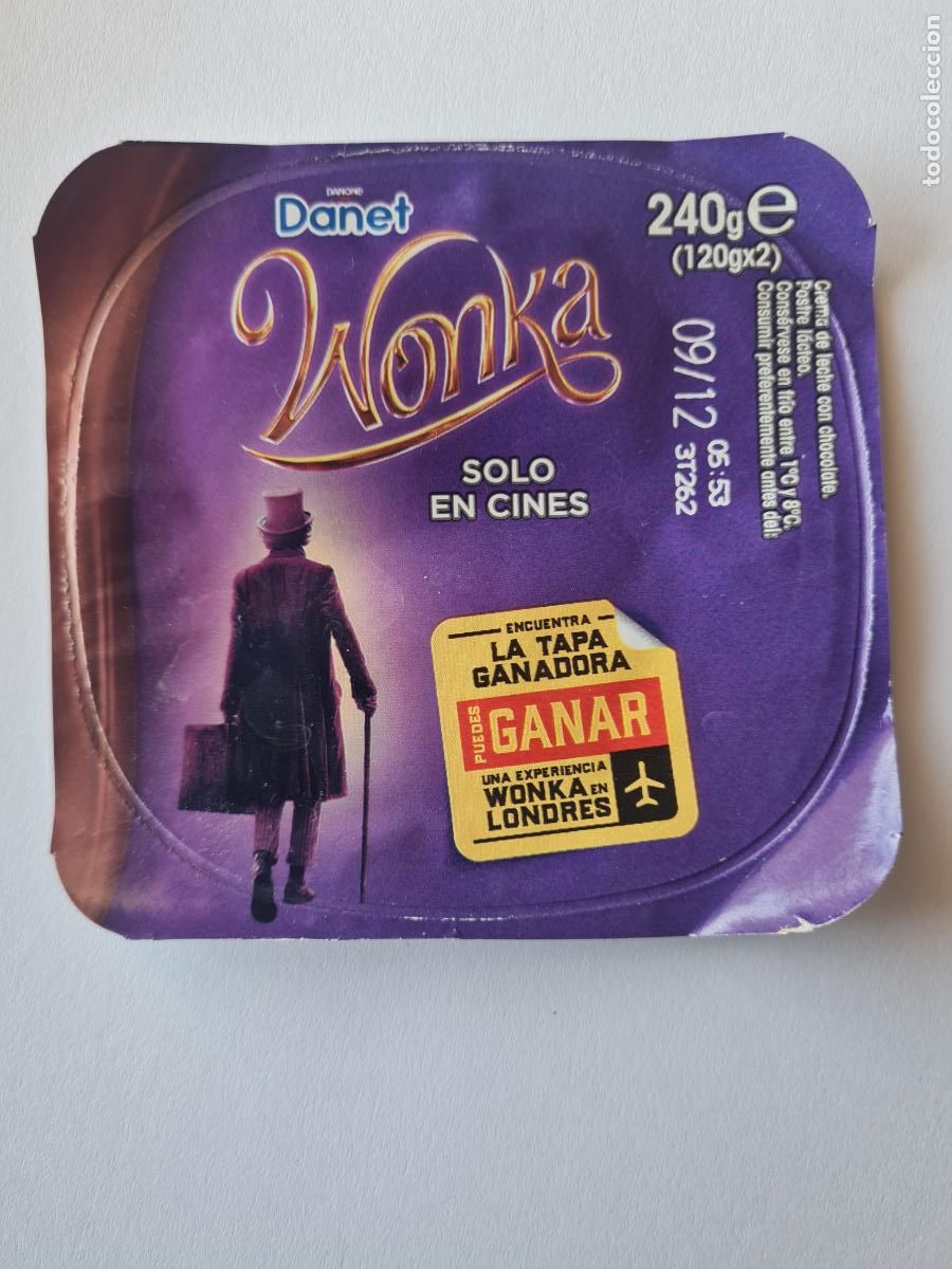 Etiquetas antiguas: WONKA - TAPA DANET/DANONE SABOR CHOCOLATE 2023