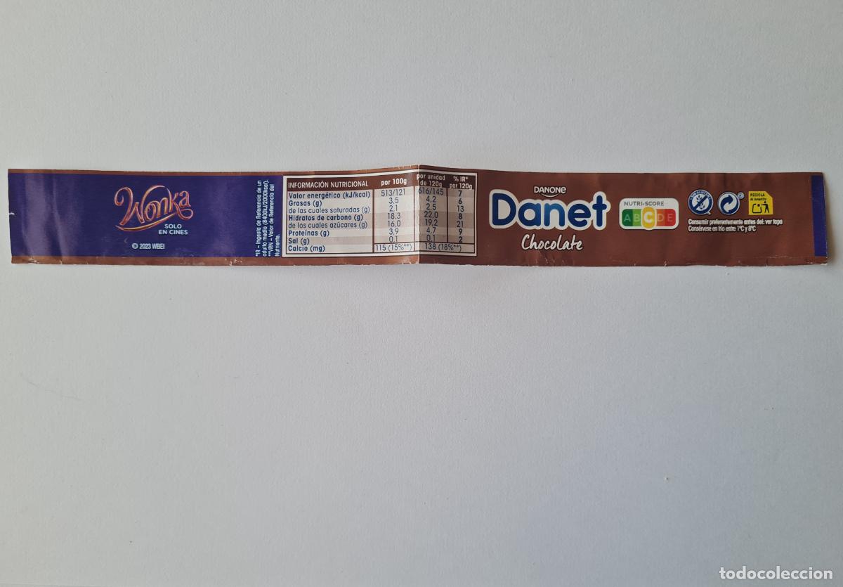 Etiquetas antiguas: WONKA - ETIQUETALATERAL DANET/DANONE SABOR CHOCOLATE 2023