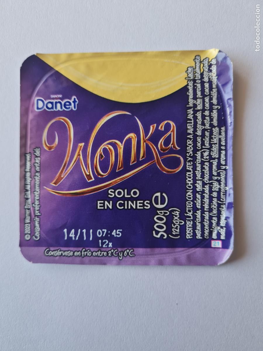 Etiquetas antiguas: WONKA - TAPA DANET/DANONE SABOR VAINILLA 2023