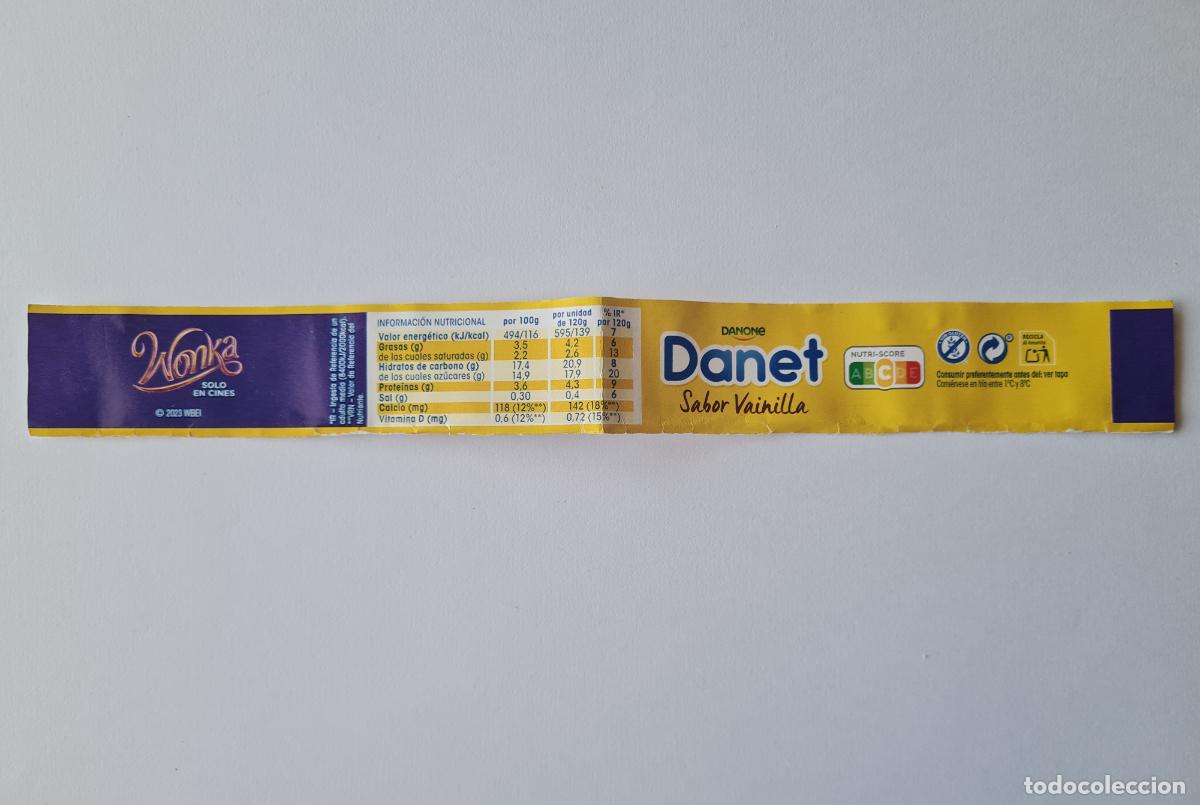 Etiquetas antiguas: WONKA - ETIQUETALATERAL DANET/DANONE SABOR VAINILLA 2023