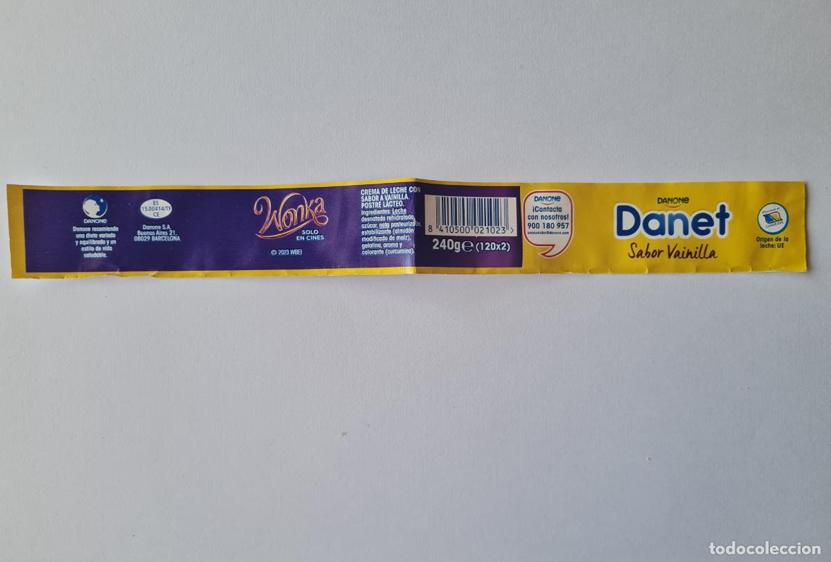 Etiquetas antiguas: WONKA - ETIQUETALATERAL DANET/DANONE SABOR VAINILLA 2023