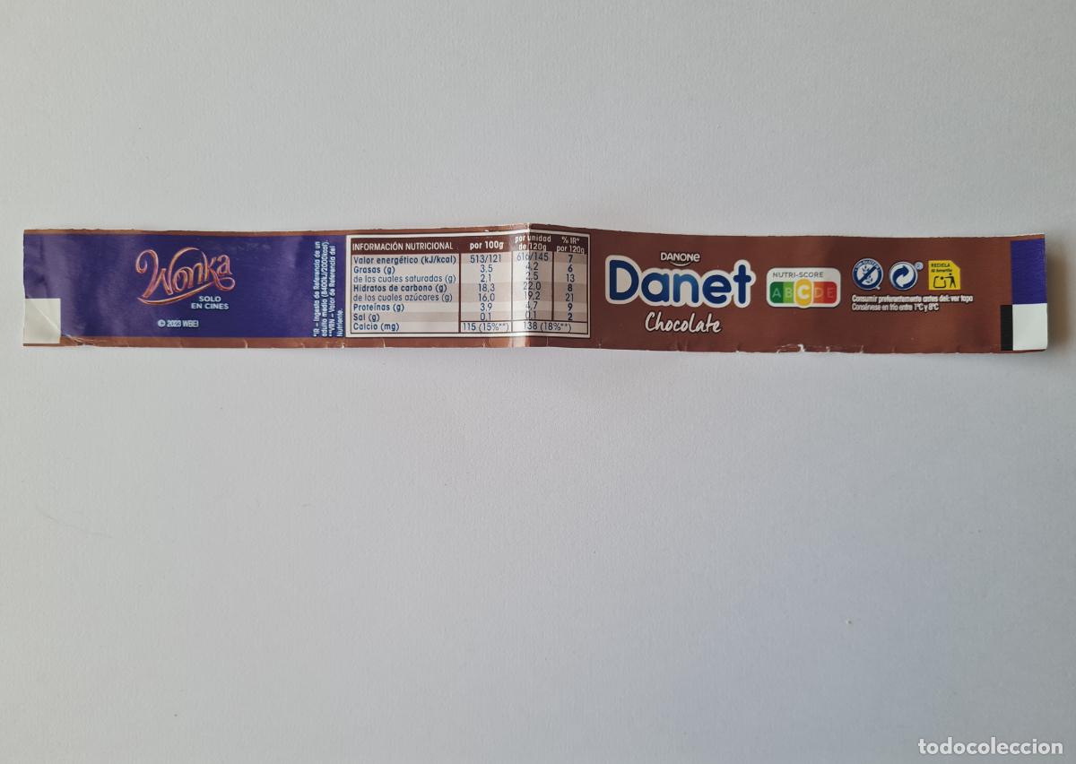 Etiquetas antiguas: WONKA - ETIQUETALATERAL DANET/DANONE SABOR CHOCOLATE 2023