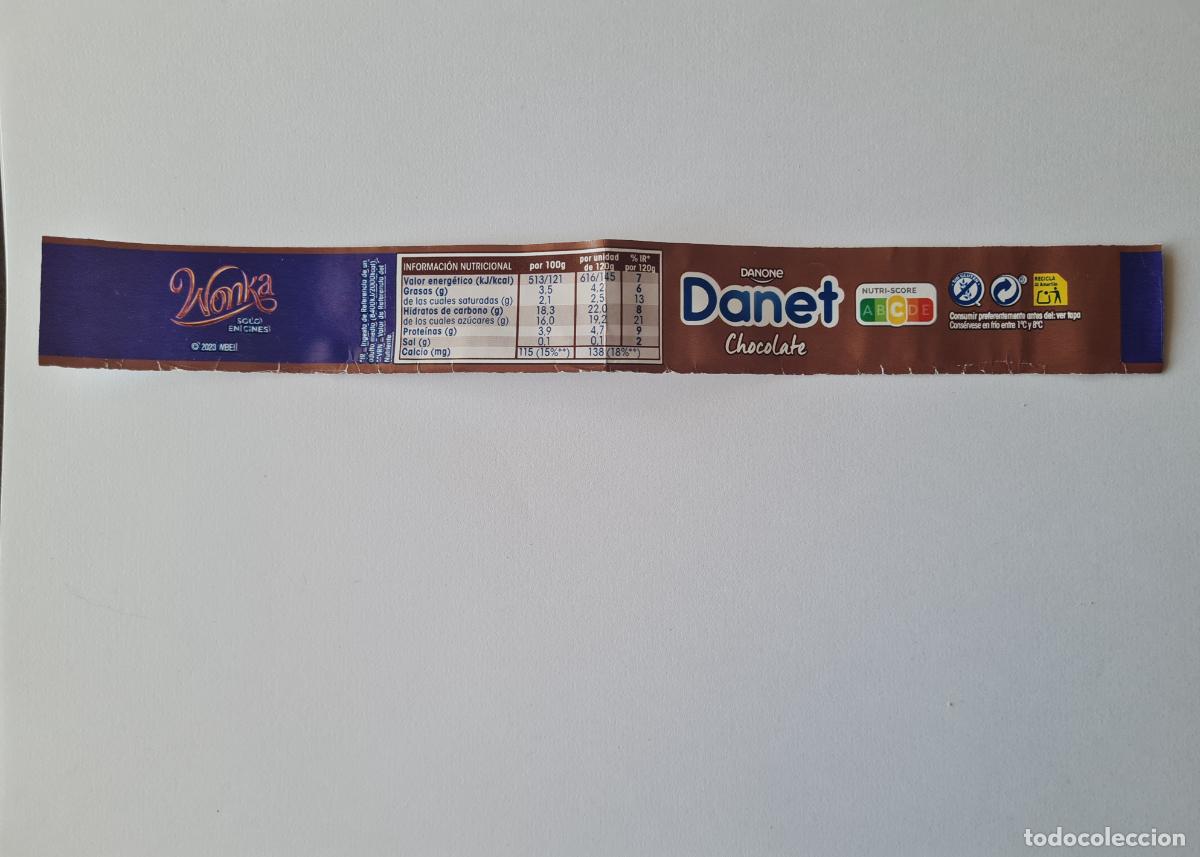 Etiquetas antiguas: WONKA - ETIQUETALATERAL DANET/DANONE SABOR CHOCOLATE 2023