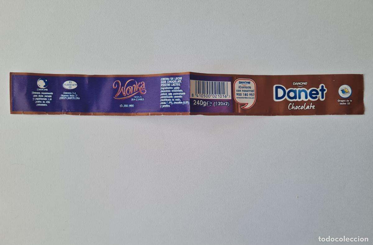 Etiquetas antiguas: WONKA - ETIQUETALATERAL DANET/DANONE SABOR CHOCOLATE 2023