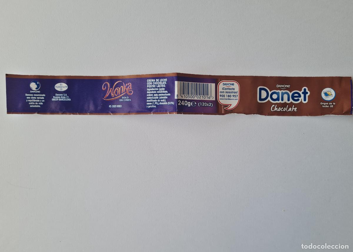 Etiquetas antiguas: WONKA - ETIQUETALATERAL DANET/DANONE SABOR CHOCOLATE 2023