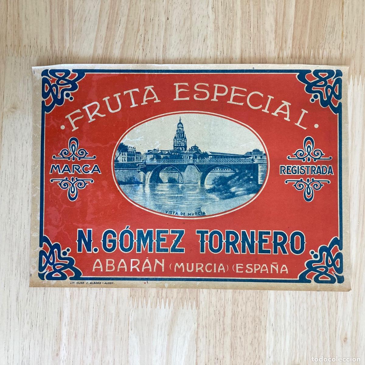 Etiquetas antiguas: ANTIGUA ETIQUETA CONSERVAS FRUTA ESPECIAL NICOL&Aacute;S G&Oacute;MEZ TORNERO ABAR&Aacute;N MURCIA