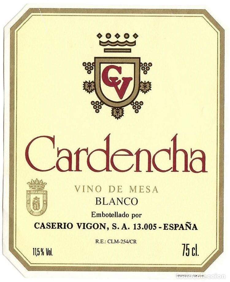 Etiquetas antiguas: Cardencha - Vino de mesa blanco / Caser&iacute;o Vig&oacute;n S.A. - Foto 1