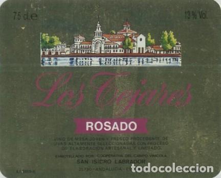 Etiquetas antiguas: ETIQUETA VINO ROSADO LOS TEJARES. COOPERATIVA DEL CAMPO VINICOLA SAN ISIDRO LABRADOR. ET-380