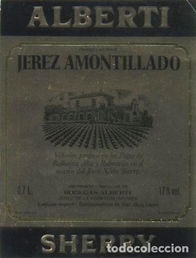 Etiquetas antiguas: ETIQUETA VINO JEREZ AMONTILLADO ALBERTI. BODEGAS ALBERTI JEREZ FRA. SHERRY. ET-403