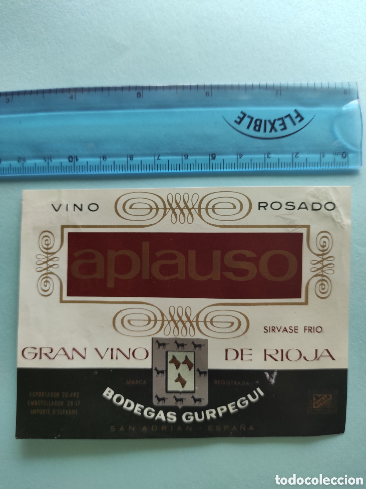 Etiquetas antiguas: ETIQUETA APLAUSO. RIOJA. VINO ROSADO. BODEGAS GURPEGUI.