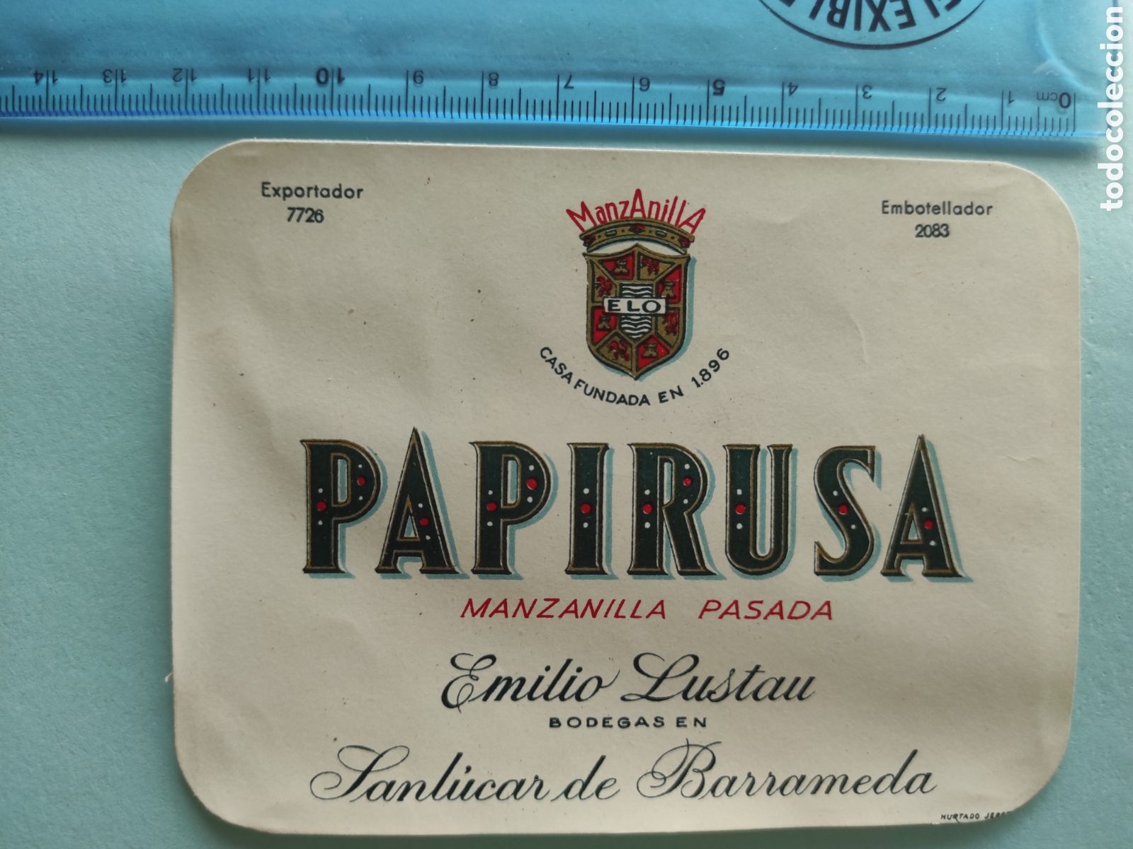 Etiquetas antiguas: ETIQUETA VINO. PAPIRUSA. MANZANILLA PASADA. EMILIO LUSTAU. SANLUCAR DE BARRAMEDA.