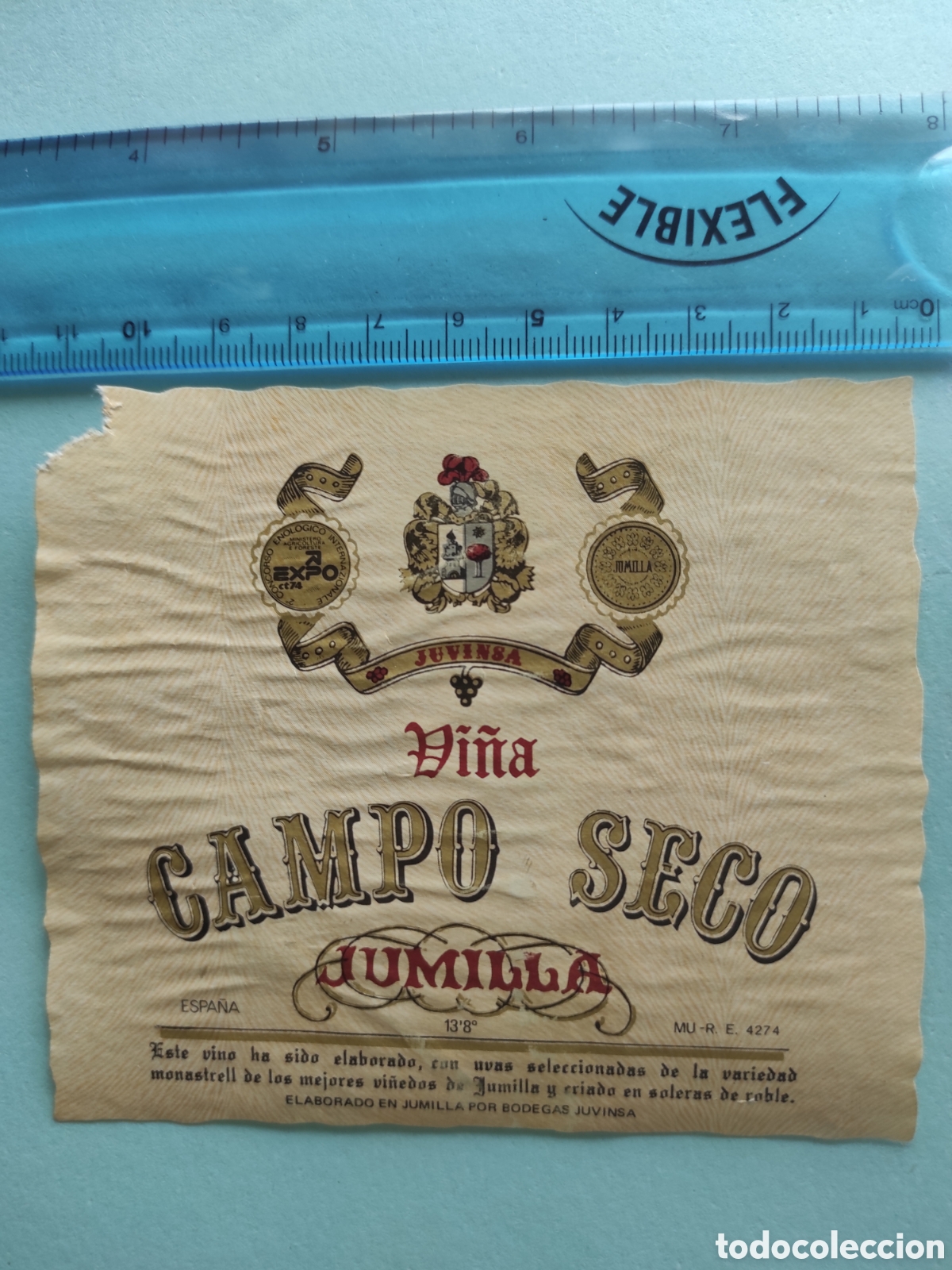Etiquetas antiguas: ETIQUETA VINO. VI&Ntilde;A CAMPO SECO. JUMILLA.