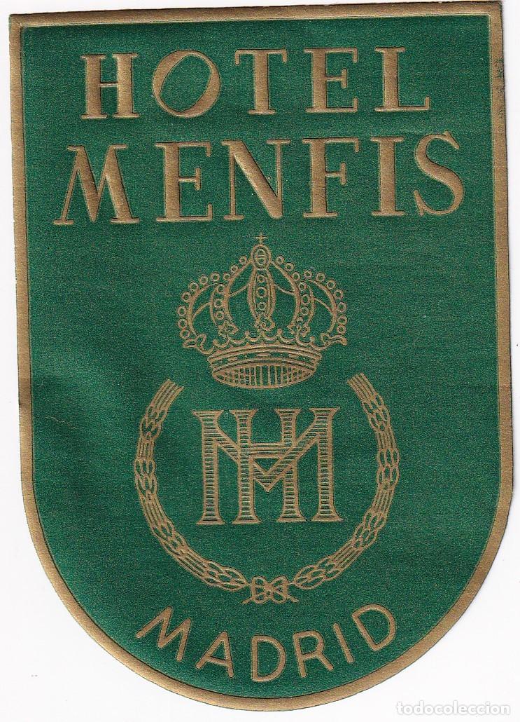 Etiquetas antiguas: ANTIGUA ETIQUETA DEL HOTEL MENFIS DE MADRID