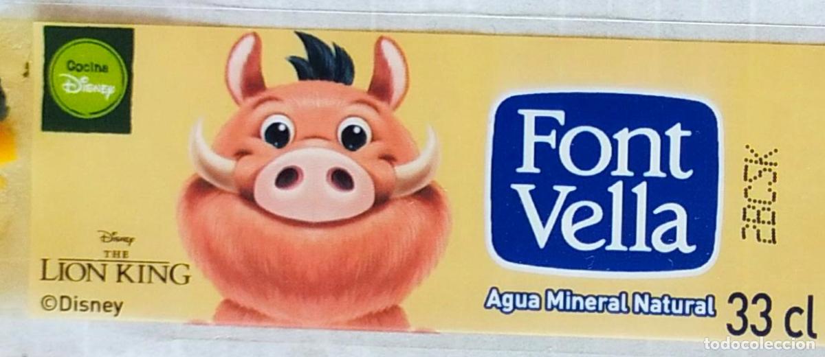 Etiquetas antiguas: PUMBA - ETIQUETA AGUA FONT VELLA - EL REY LEON - DISNEY