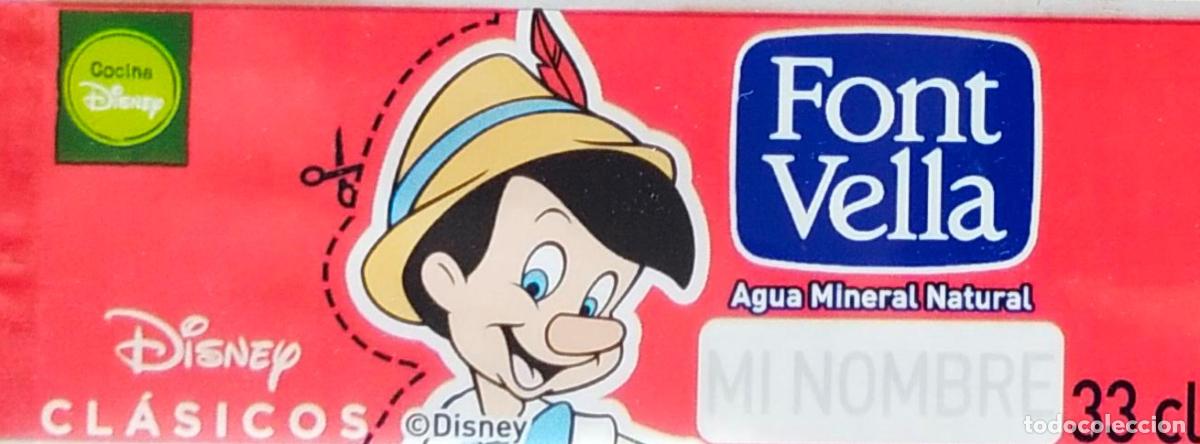 Etiquetas antiguas: PINOCHO - ETIQUETA AGUA FONT VELLA - DISNEY CLASICOS