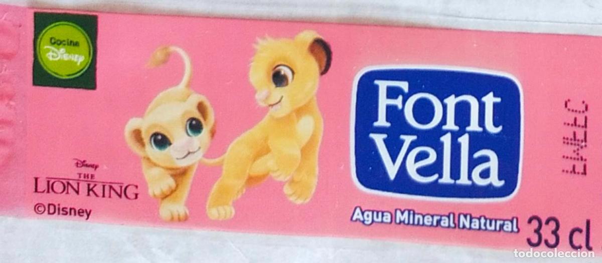 Etiquetas antiguas: SIMBA Y NALA - ETIQUETA AGUA FONT VELLA - EL REY LEON - DISNEY