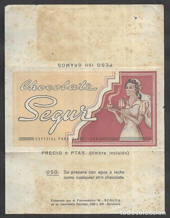 Alte Etiketten: Envoltorio Chocolate Segur especial para diabeticos.