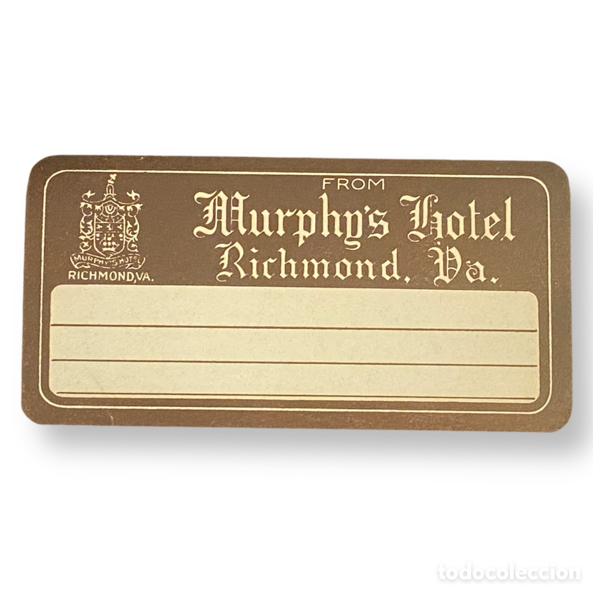 Etiquetas antiguas: ETIQUETA HOTEL MURPHY&rsquo;S RICHMOND VIRGINIA ESTADOS UNIDOS LUGGAGE LABEL.