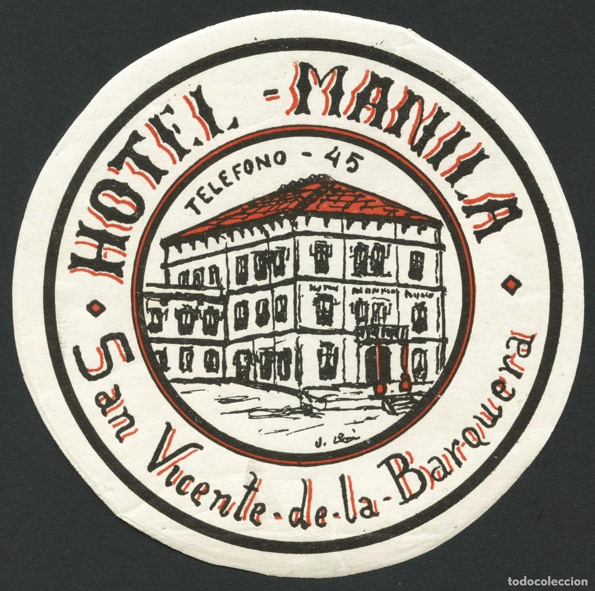 Etiquetas antiguas: ETIQUETAS, HOTEL MANILA, SAN VICENTE DE LA BARQUERA, CANTABRIA