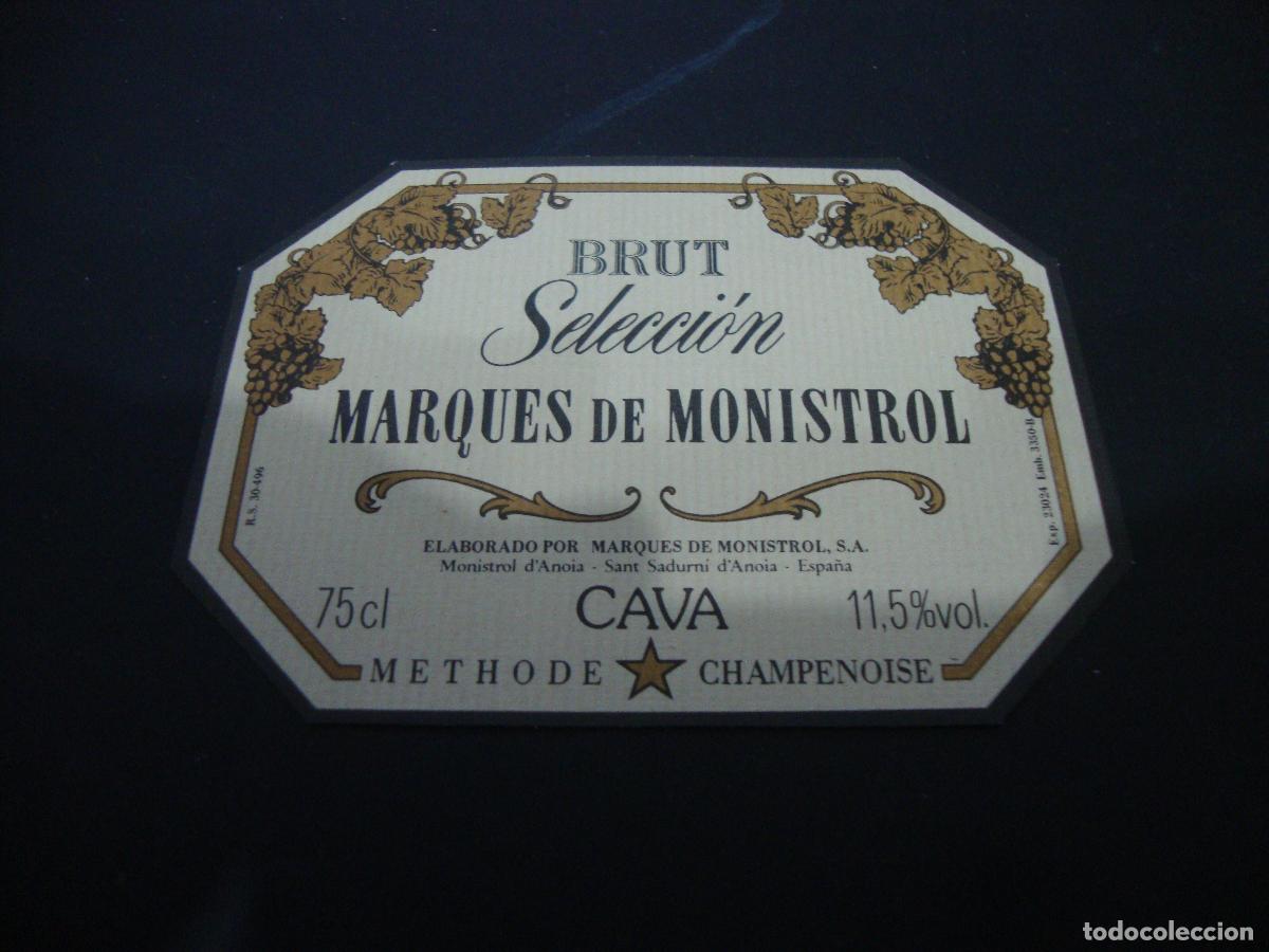 Etiquetas antiguas: ETIQUETA CAVA NUEVA BRUT SELECCION MARQUES DE MONISTROL
