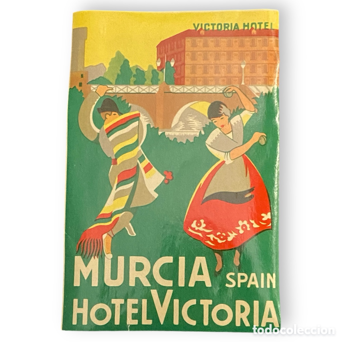 Etiquetas antiguas: ETIQUETA HOTEL VICTORIA MURCIA ESPA&Ntilde;A LUGGAGE LABEL.