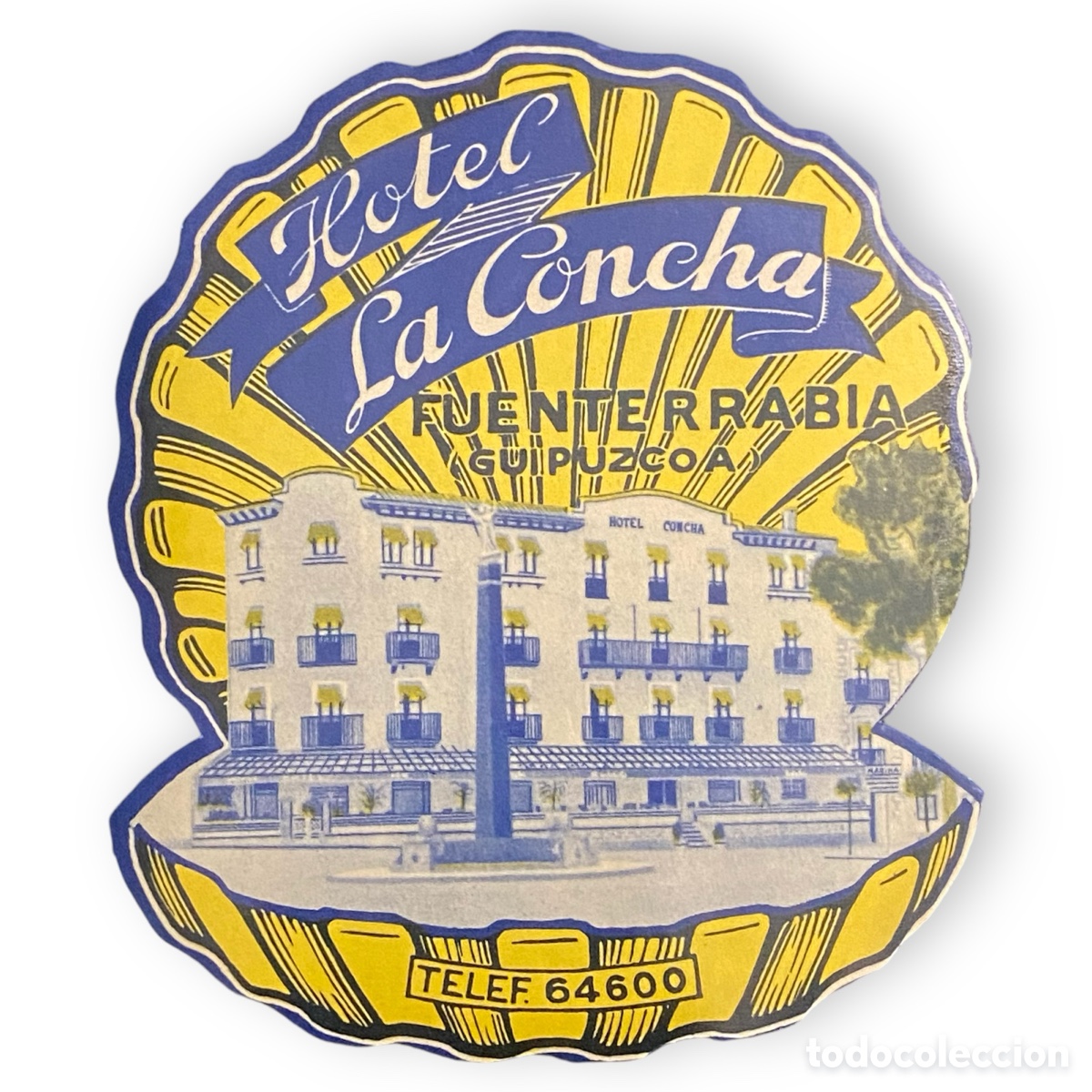 Etiquetas antiguas: ETIQUETA HOTEL LA CONCHA FUENTERRABIA GUIP&Uacute;ZCOA TROQUELADA LUGGAGE LABEL.