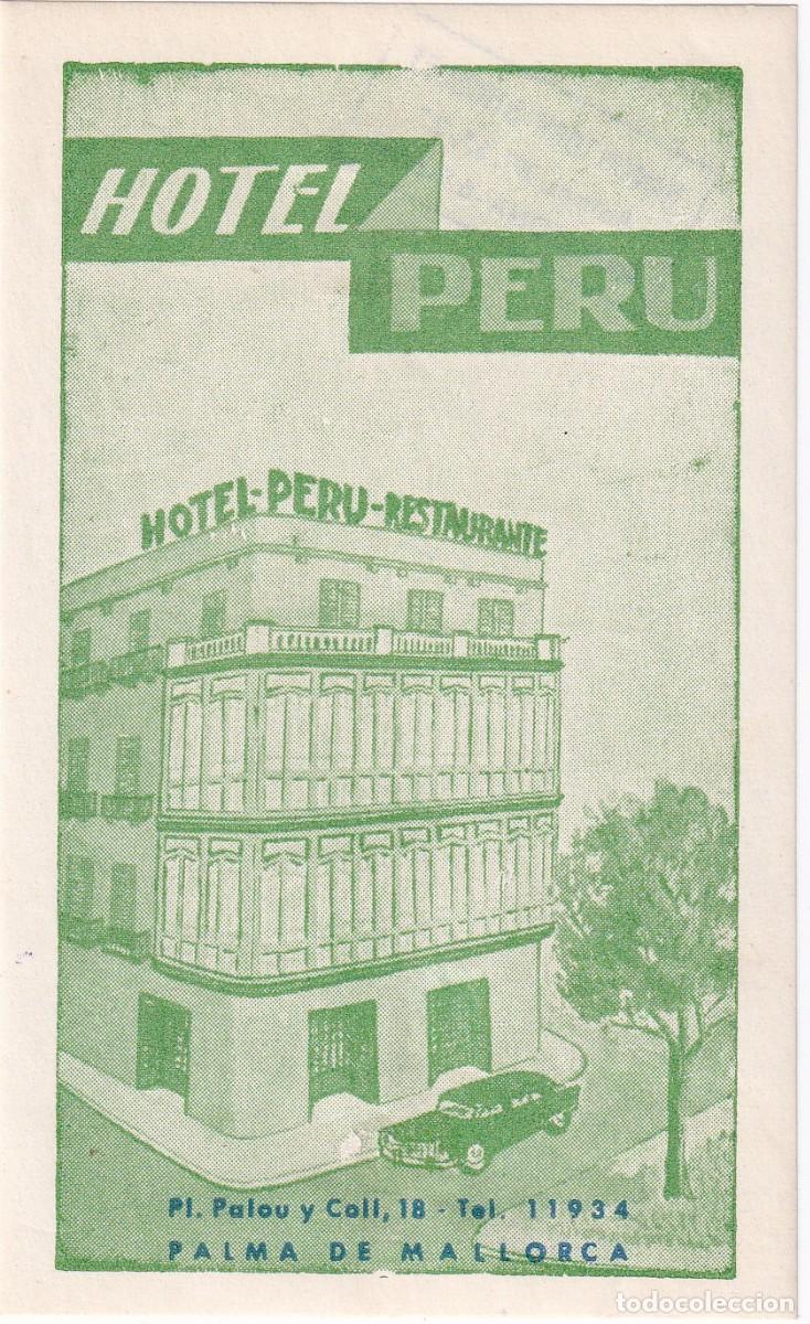 Etiquetas antiguas: ANTIGUA ETIQUETA DEL HOTEL PERU DE PALMA DE MALLORCA