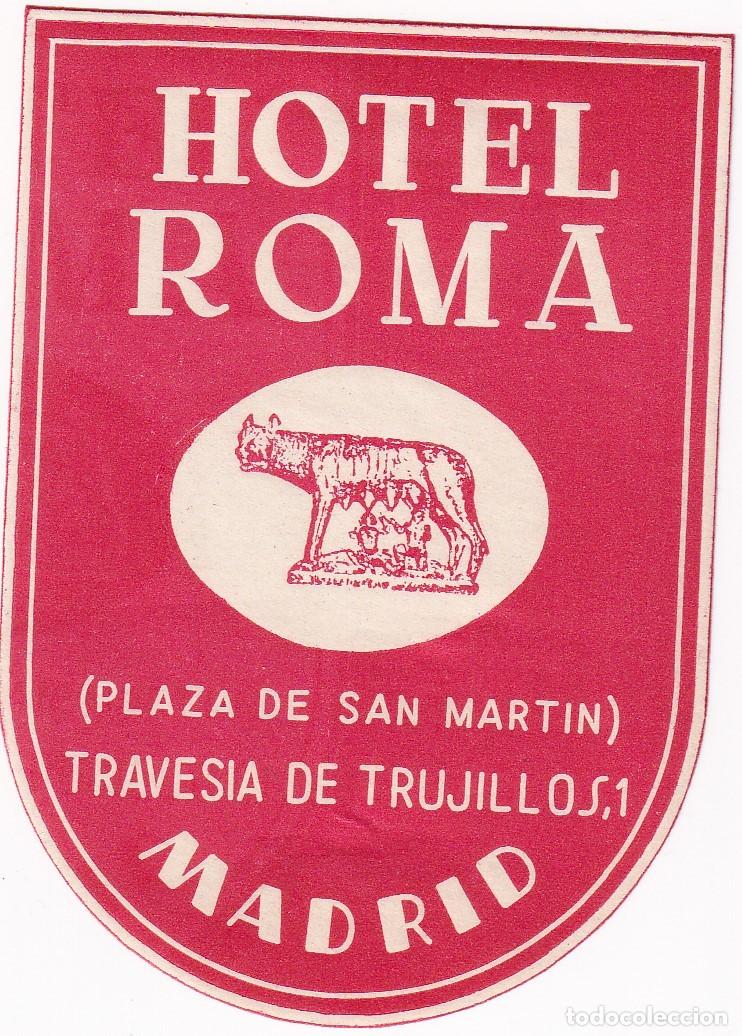 Etiquetas antiguas: ANTIGUA ETIQUETA DEL HOTEL ROMA DE MADRID