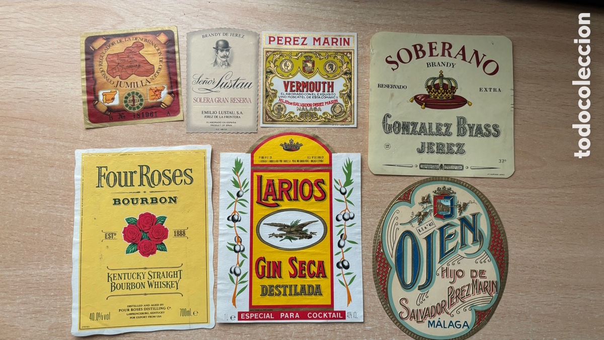 Etiquetas antiguas: Lote de 22 etiquetas de botellas - Foto 3