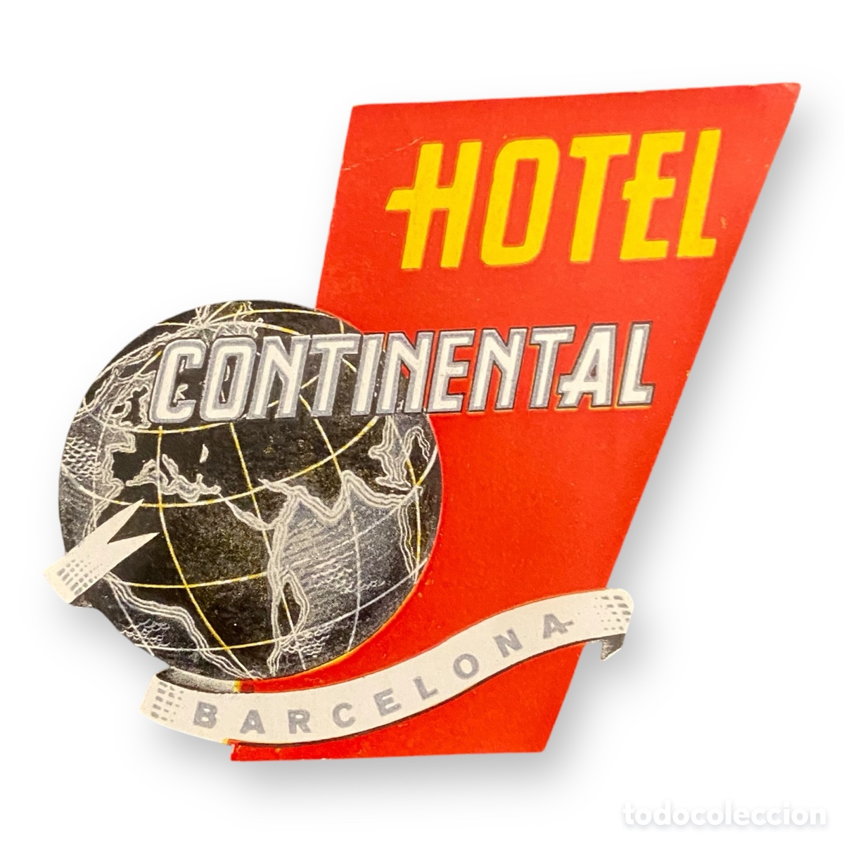 Etiquetas antiguas: ETIQUETA HOTEL CONTINENTAL BARCELONA LUGGAGE LABEL TROQUELADA.