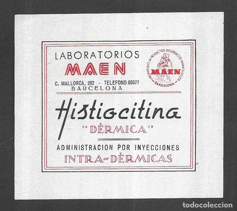 Alte Etiketten: Impreso Comercial- Histiocitina. D&eacute;rmica. Laboratorios Maen