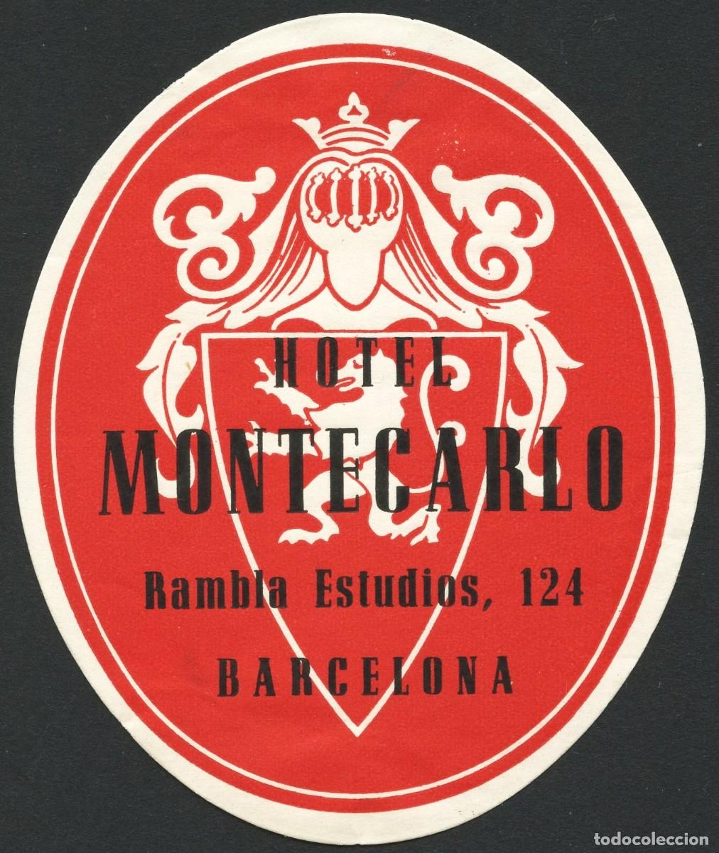 Etiquetas antiguas: ETIQUETAS, HOTEL MONTECARLO, BARCELONA