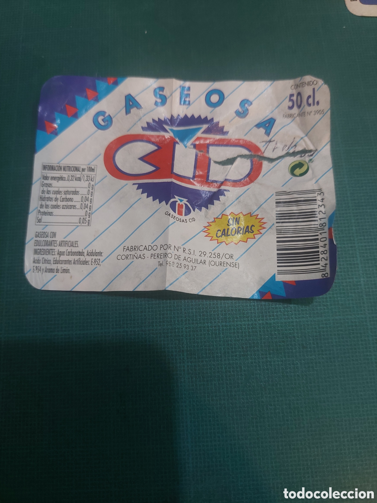 Alte Etiketten: Etiqueta gaseosa cid 50 cl ourense
