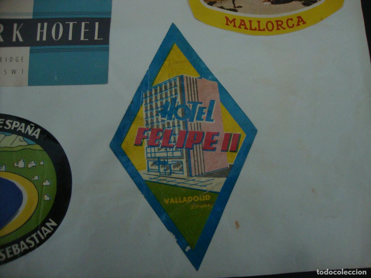 Etiquetas antiguas: ETIQUETA HOTEL FELIPE II VALLADOLID PEGADA SOBRE PAPEL