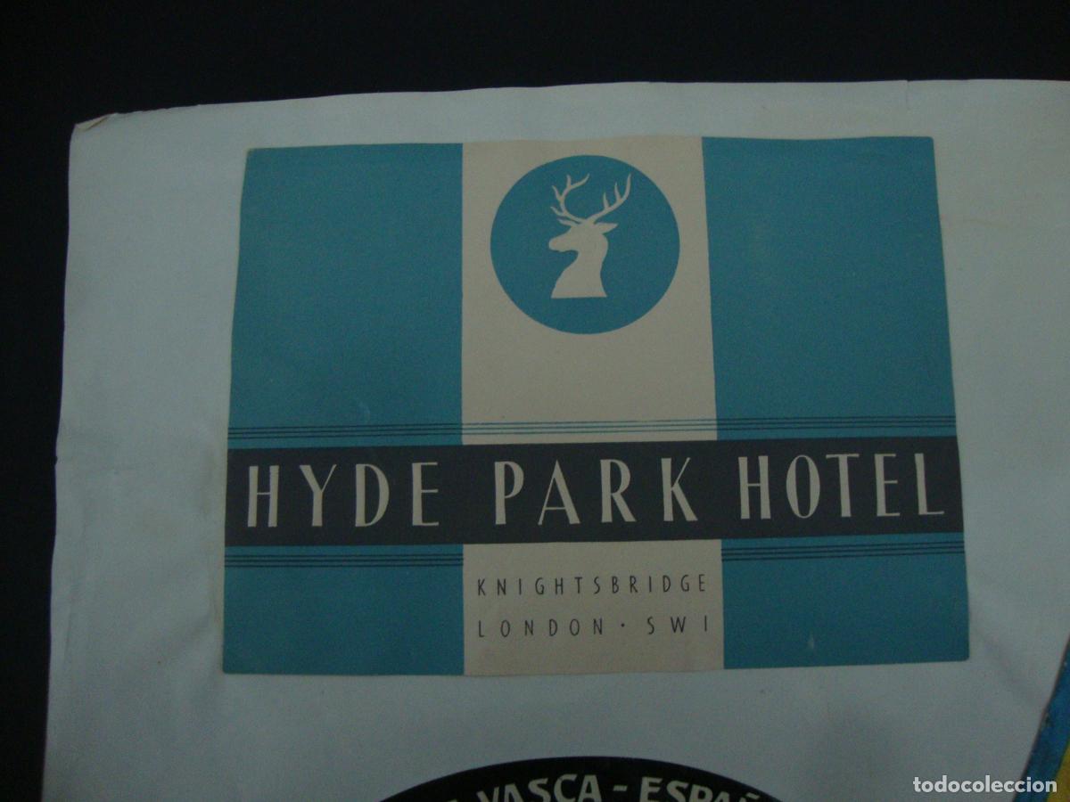 Etiquetas antiguas: ETIQUETA HOTEL HYDE PARK HOTEL LONDON PEGADA SOBRE PAPEL